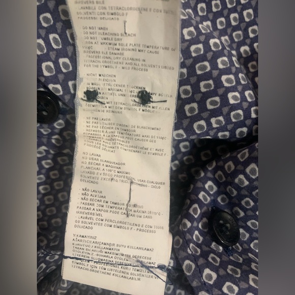 ARMANI COLLEZIONI Silk Navy Blue White & Gray Geometric Print Size M - Picture 8 of 9